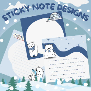 Sticky Notes Design Polar Bären Thema Post-it Klebezettel