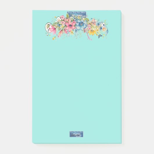 Sticky Notes (floral Blue Notes2)RFPMDesign ©️ 202 Post-it Klebezettel (Vorderseite)