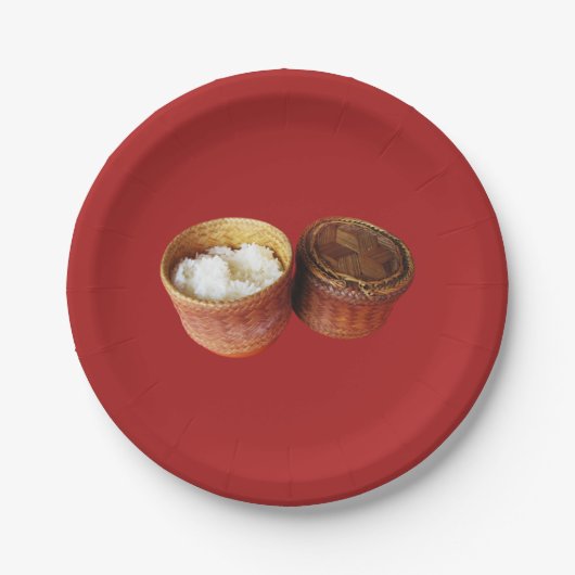 Sticky Rice [Khao Niao] Thai Lao Food Pappteller (Vorderseite)