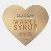 Sticky Tropfen Grunge Etikett MAPLE SYRUP on Heart Herz-Aufkleber (Vorderseite)