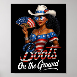 Stiefel am Boden 4. Juli Western Flagge Cowgi Poster