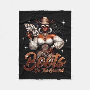 Stiefel Am Boden Afro Schwarze Frau Cowgirl Schwar Fleecedecke