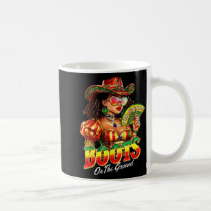 Stiefel Am Boden Afro Schwarze Frau Cowgirl Schwar Kaffeetasse