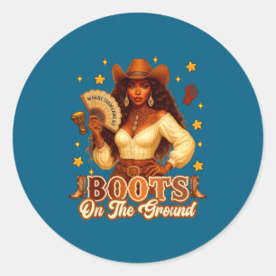 Stiefel Am Boden Black History Cowgirl Wo Sie Runder Aufkleber