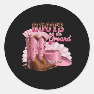 Stiefel am Boden, Boot Cowgirl Pink Western Cou Runder Aufkleber