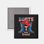 Stiefel am Boden Cowboy Rote Mütze 4. Juli Magnet (Vorderseite/Rückseite)