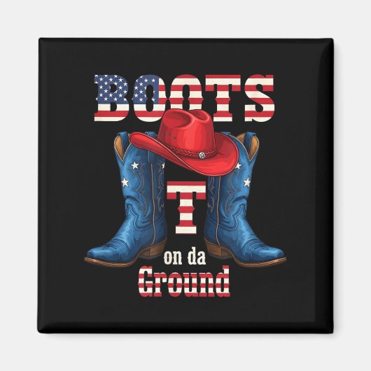 Stiefel am Boden Cowboy Rote Mütze 4. Juli Magnet (Vorne)