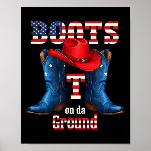 Stiefel am Boden Cowboy rote Mütze 4. Juli Poster