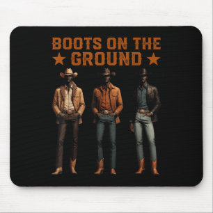 Stiefel Am Boden Western Rodeo Schwarze Cowboys Sq Mousepad