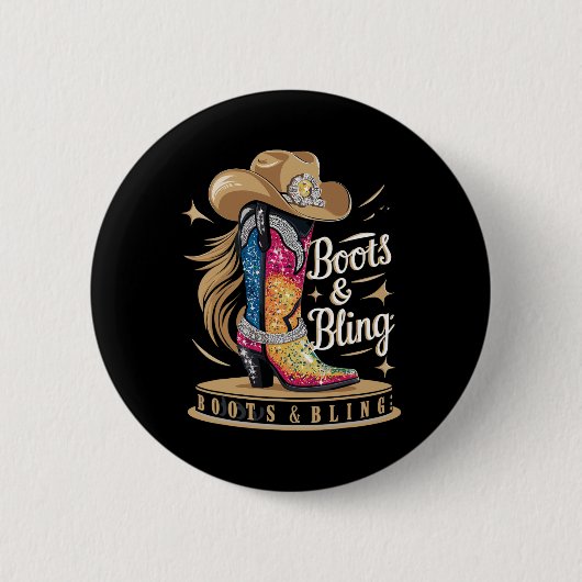 Stiefel & Amp; das Mädchen, das Rodeo Wester spiel Button (Vorderseite)