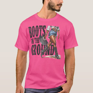 Stiefel auf dem Boden Black Cowgirl Western Rodeo T-Shirt