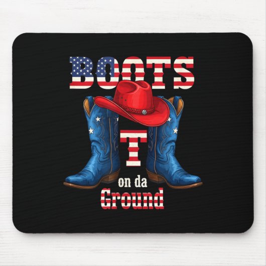 Stiefel auf dem Boden Cowboy rote Mütze 4. Juli Mousepad (Vorne)