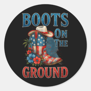 Stiefel auf dem Boden Cowgirl 4. Juli alle amerika Runder Aufkleber