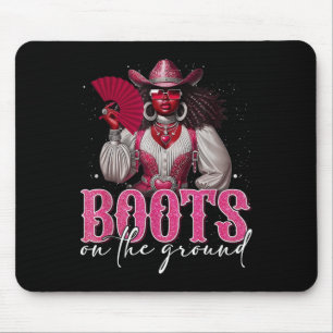 Stiefel auf dem Boden Junetenhaus Schwarzen Cowgir Mousepad
