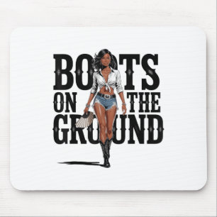 Stiefel auf dem Boden schwarze Cowgirl Melanin Fra Mousepad