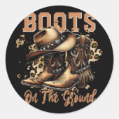 Stiefel auf dem Bodgeboot Cowboy Western Cowgirl _ Runder Aufkleber (Vorderseite)