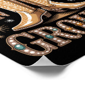 Stiefel auf dem schwarzen Western am Boden, wo die Poster (Ecke)