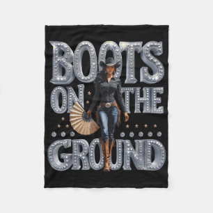 Stiefel auf dem Western Cowgirl Boot auf dem Boden Fleecedecke