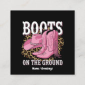 Stiefel auf dem Western Cowgirl Linedance Quadratische Visitenkarte (Vorderseite)