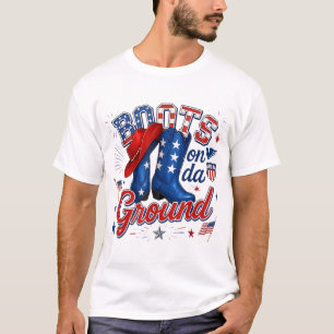 Stiefel auf den Bodgeflechtenstiefeln T-Shirt