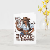 Stiefel auf der Bodendecke Karte (Gelbe Blume)