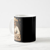 Stiefel auf der Erde Junetzehnte Cowgirl, wo sie Kaffeetasse (Vorderseite Links)