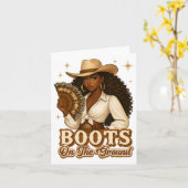 Stiefel auf der Erde Junetzehnte Cowgirl, wo sie Karte (Gelbe Blume)