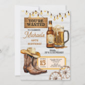 Stiefel & Bier Überraschung Erwachsene 40. Geburts Einladung (Vorderseite)