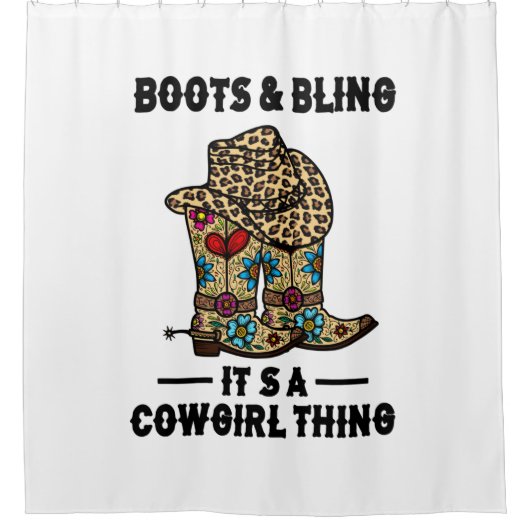Stiefel & Bling Es ist ein Cowgirl-Ding Duschvorhang (Vorderseite)