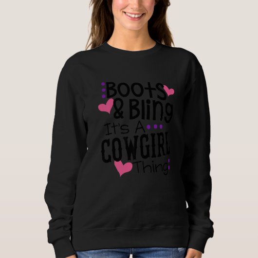 Stiefel Bling sein Cowgirl Dinge Niedliche Liebe L Sweatshirt (Vorderseite)