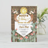 Stiefel & Bling vor dem Ring-Junggeselinnen-Abschi Einladung (Stehend Vorderseite)