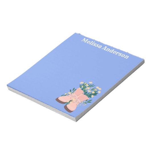 Stiefel, Blume Notepad Notizblock (Rotiert)