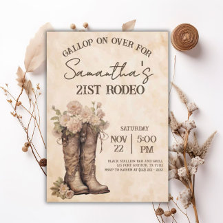 Stiefel & Blush Rustikale Western-Cowgirl 21. Gebu Einladung