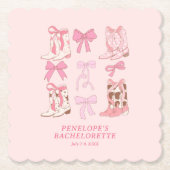 Stiefel & Bows Pink Girly Junggeselinnen-Abschied Untersetzer (Vorderseite)