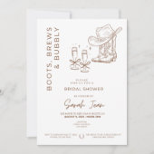 Stiefel, Brews und Bubbly Brautparty laden ein Einladung (Vorderseite)