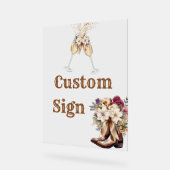 Stiefel & Bubbly Boho Western Brautparty bevorzugt Acrylschild (Winkel)