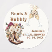 Stiefel & Bubbly Boho Western Brautparty Party Etiketten (Design 1)