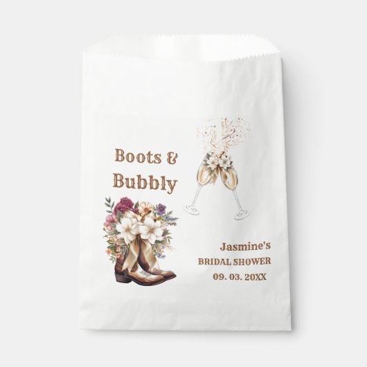 Stiefel & Bubbly Boho Western Brautparty Party Geschenktütchen (Vorderseite)
