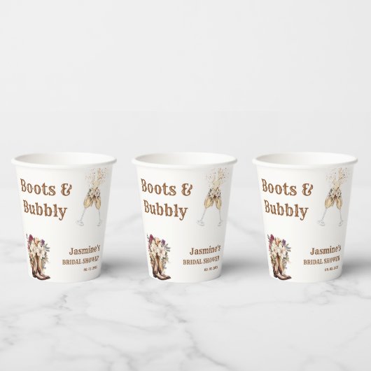 Stiefel & Bubbly Boho Western Brautparty Party Pappbecher (Multi)