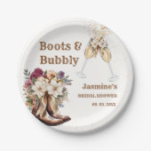 Stiefel & Bubbly Boho Western Brautparty Party Pappteller (Vorderseite)