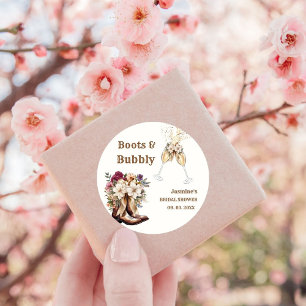 Stiefel & Bubbly Boho Western Brautparty Party Runder Aufkleber