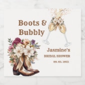 Stiefel & Bubbly Boho Western Brautparty Party Schaumweinetikett (Einzelnes Label)