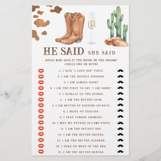 Stiefel & Bubbly Brautparty Er sagte, sie habe das (Vorderseite)