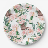 Stiefel & Bubbly Brautparty mit Blumenkohl Pappteller (Vorderseite)