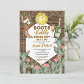 Stiefel & Bubbly Champagner Western Brautparty Einladung (Stehend Vorderseite)