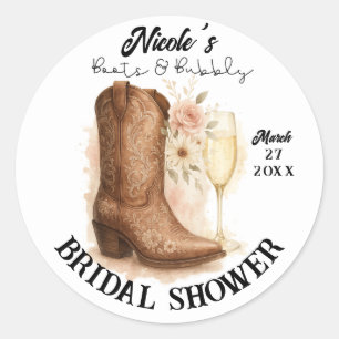 Stiefel & Bubbly Country Western Stiefel Brautpart Runder Aufkleber