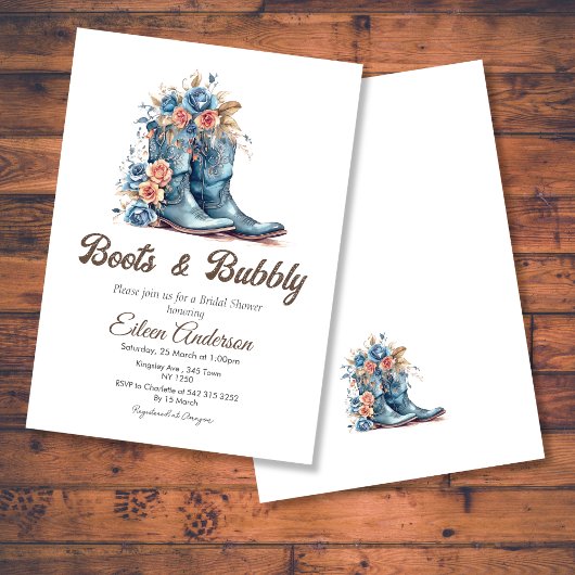 Stiefel & Bubbly Cowgirl Blue Boots Brautparty Einladung