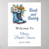 Stiefel & Bubbly Cowgirl Brautparty Begrüßungszeic Poster (Vorne)