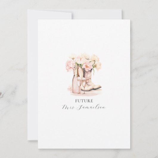 Stiefel & Bubbly Cowgirl Champagner BRAUTPARTY Einladung (Rückseite)