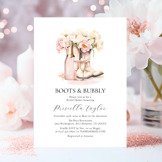 Stiefel & Bubbly Cowgirl Champagner BRAUTPARTY Einladung